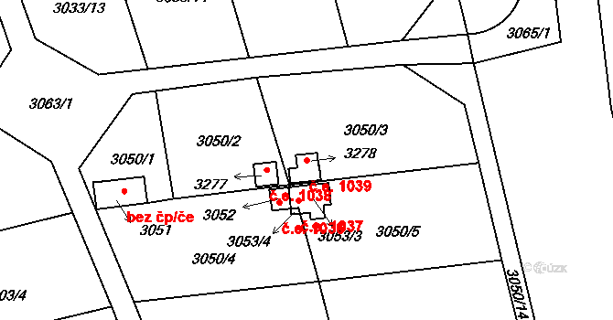 Planá nad Lužnicí 1039 na parcele st. 3278 v KÚ Planá nad Lužnicí, Katastrální mapa