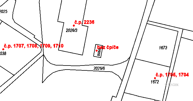 Česká Lípa 42247233 na parcele st. 2026/5 v KÚ Česká Lípa, Katastrální mapa