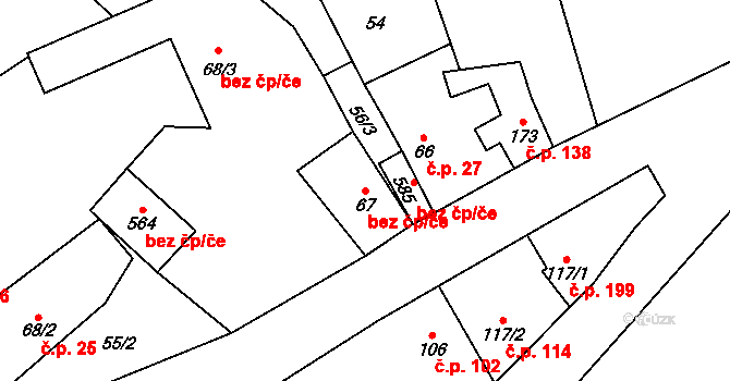 Bečov 42664233 na parcele st. 67 v KÚ Bečov u Mostu, Katastrální mapa