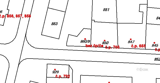 Nýřany 43121233 na parcele st. 860/9 v KÚ Nýřany, Katastrální mapa
