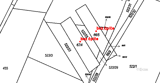Tušovice 43196233 na parcele st. 67/4 v KÚ Tušovice, Katastrální mapa