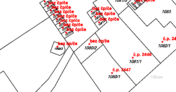 Teplice 43468233 na parcele st. 1080/2 v KÚ Teplice, Katastrální mapa