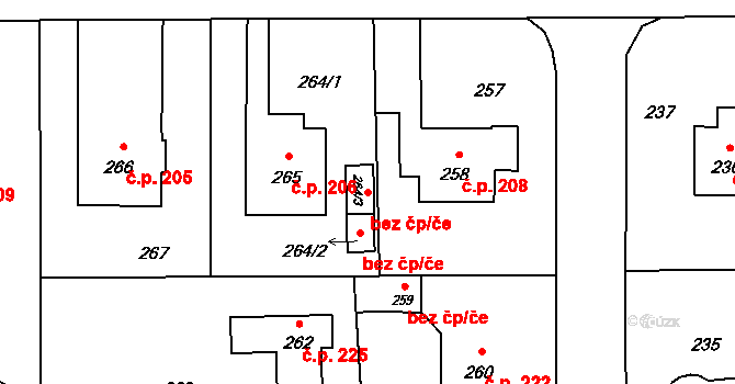 Opava 43798233 na parcele st. 264/3 v KÚ Komárov u Opavy, Katastrální mapa
