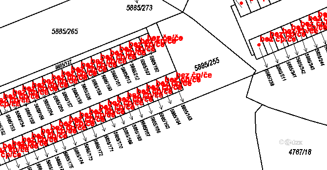 Chomutov 45013233 na parcele st. 5885/164 v KÚ Chomutov I, Katastrální mapa