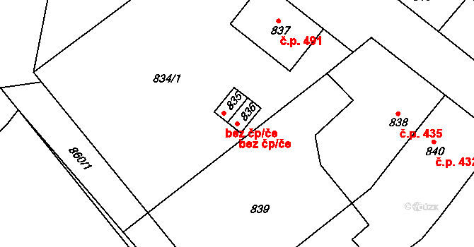 Šitbořice 47102233 na parcele st. 836 v KÚ Šitbořice, Katastrální mapa