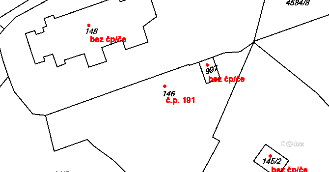 Boršice 191 na parcele st. 146 v KÚ Boršice u Buchlovic, Katastrální mapa