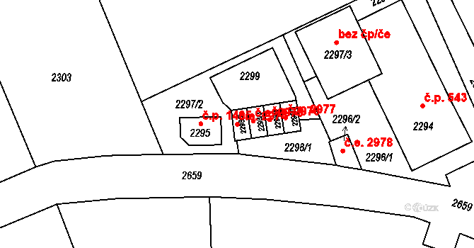 Prostřední Suchá 2974, Havířov na parcele st. 2298/2 v KÚ Prostřední Suchá, Katastrální mapa