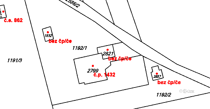 Lipník nad Bečvou 48381233 na parcele st. 2821 v KÚ Lipník nad Bečvou, Katastrální mapa