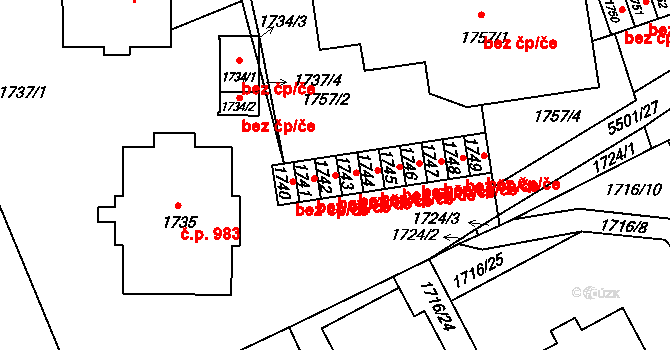Zábřeh 48491233 na parcele st. 1742 v KÚ Zábřeh na Moravě, Katastrální mapa
