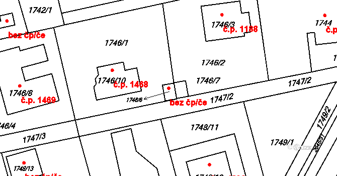 Havířov 48757233 na parcele st. 1746/6 v KÚ Prostřední Suchá, Katastrální mapa