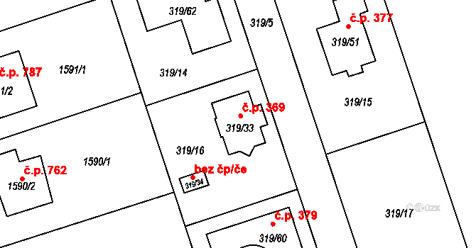 Miškovice 369, Praha na parcele st. 319/33 v KÚ Miškovice, Katastrální mapa