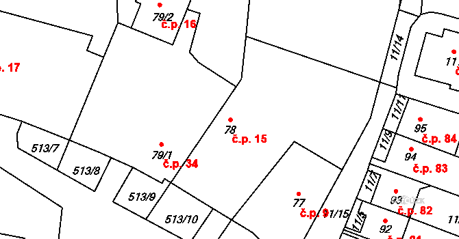Bohutín 15 na parcele st. 78 v KÚ Bohutín nad Moravou, Katastrální mapa