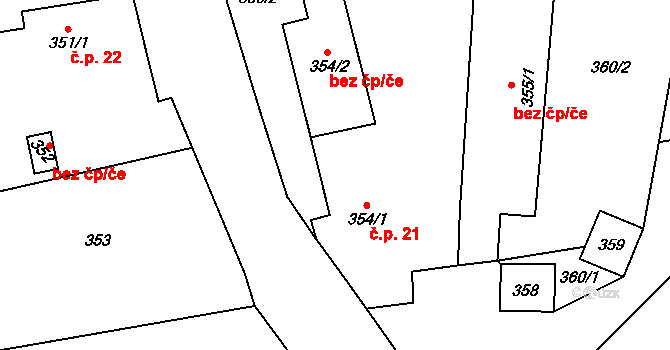 Mašovice 21, Meclov na parcele st. 354/1 v KÚ Mašovice u Meclova, Katastrální mapa