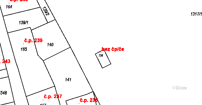 Krásno 83257233 na parcele st. 738 v KÚ Krásno nad Teplou, Katastrální mapa