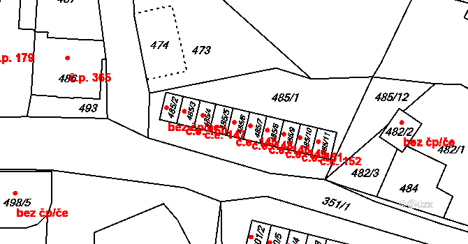 Rumburk 2-Horní Jindřichov 145, Rumburk na parcele st. 485/6 v KÚ Horní Jindřichov, Katastrální mapa