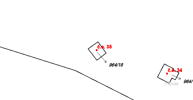 Luhov 35, Líšťany na parcele st. 964/18 v KÚ Luhov u Líšťan, Katastrální mapa