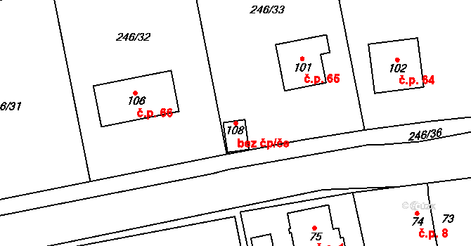 Mezholezy 90501233 na parcele st. 108 v KÚ Mezholezy u Černíkova, Katastrální mapa