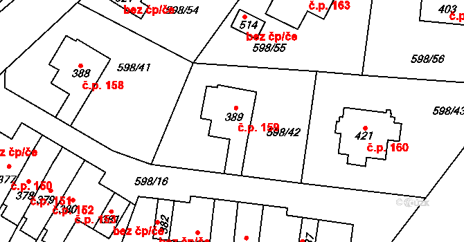 Skuhrov nad Bělou 159 na parcele st. 389 v KÚ Skuhrov nad Bělou, Katastrální mapa