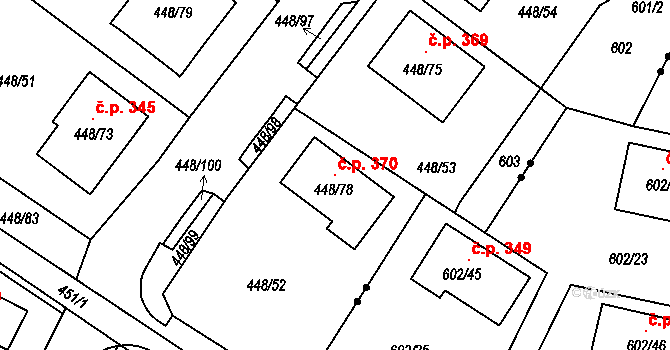 Mstišov 370, Dubí na parcele st. 448/78 v KÚ Mstišov, Katastrální mapa