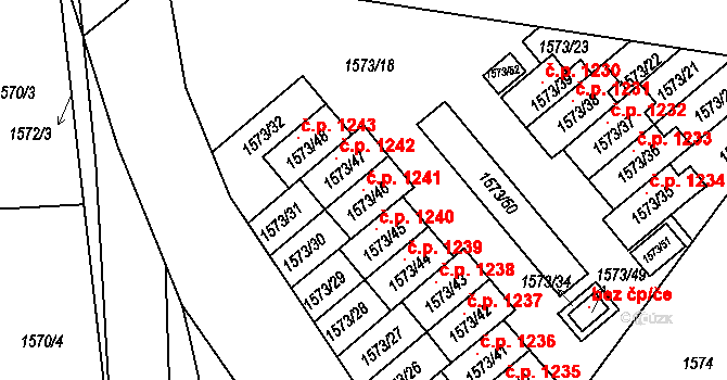 Bučovice 1241 na parcele st. 1573/46 v KÚ Bučovice, Katastrální mapa