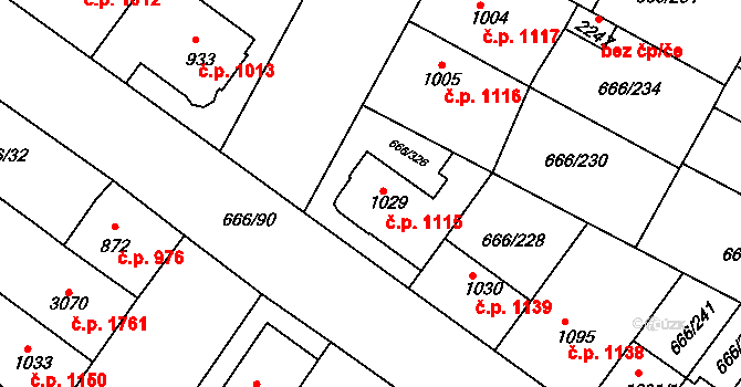 Veselí nad Moravou 1115 na parcele st. 1029 v KÚ Veselí-Předměstí, Katastrální mapa