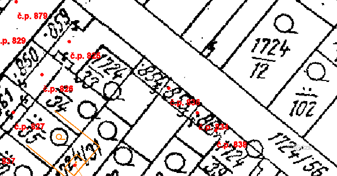 Lanžhot 836 na parcele st. 854 v KÚ Lanžhot, Katastrální mapa