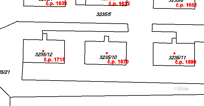 Tachov 1670 na parcele st. 3235/10 v KÚ Tachov, Katastrální mapa
