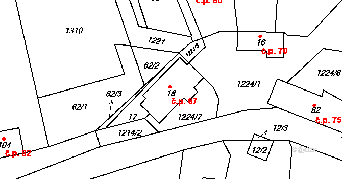 Nechánice 67, Sulice na parcele st. 18 v KÚ Sulice, Katastrální mapa