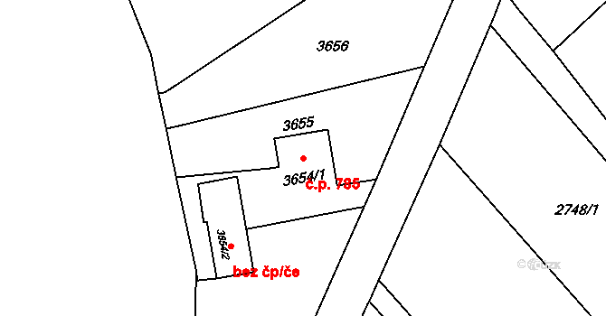 Lazy 785, Orlová na parcele st. 3654/1 v KÚ Lazy u Orlové, Katastrální mapa