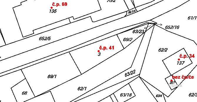 Říčky 41, Orlické Podhůří na parcele st. 3 v KÚ Říčky u Orlického Podhůří, Katastrální mapa