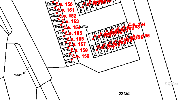 Klášterec nad Ohří 201 na parcele st. 2212/115 v KÚ Klášterec nad Ohří, Katastrální mapa