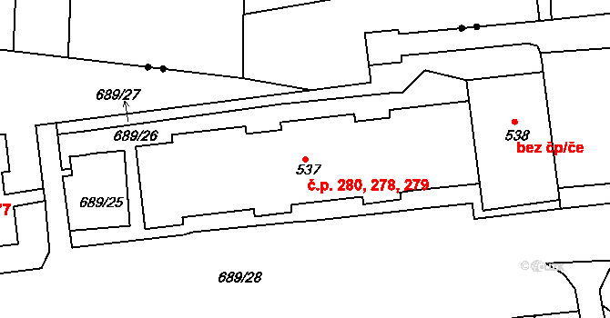 Maršov 278,279,280, Krupka na parcele st. 537 v KÚ Maršov u Krupky, Katastrální mapa