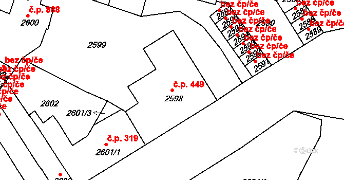 Duchcov 449 na parcele st. 2598 v KÚ Duchcov, Katastrální mapa