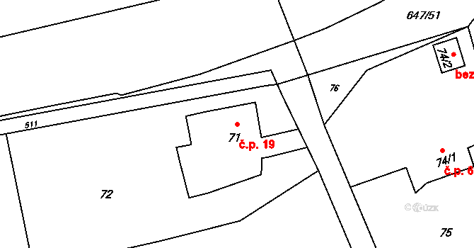 Vrbice 19, Bohumín na parcele st. 71 v KÚ Vrbice nad Odrou, Katastrální mapa