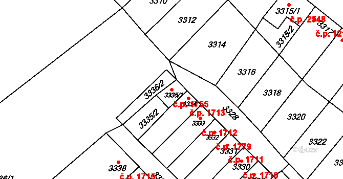 Líšeň 1755, Brno na parcele st. 3335/1 v KÚ Líšeň, Katastrální mapa
