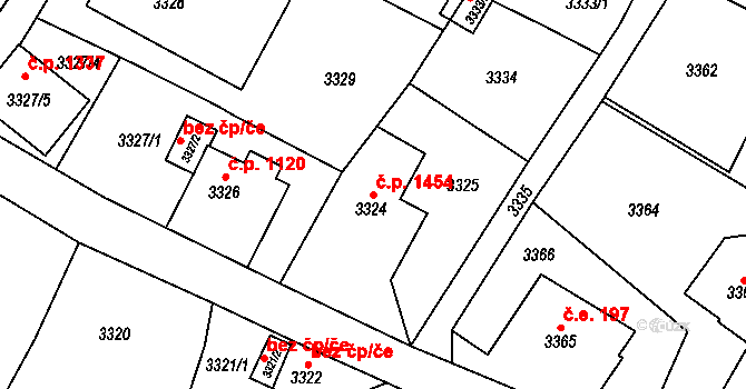 Smržovka 1454 na parcele st. 3324 v KÚ Smržovka, Katastrální mapa