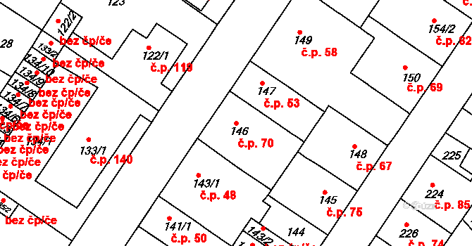 Prosetice 70, Teplice na parcele st. 146 v KÚ Prosetice, Katastrální mapa