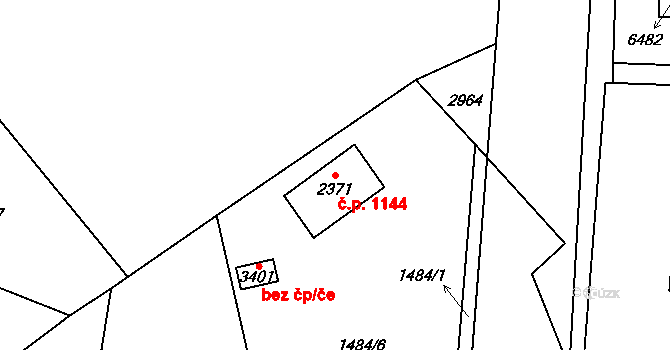 Cheb 1144 na parcele st. 2371 v KÚ Cheb, Katastrální mapa