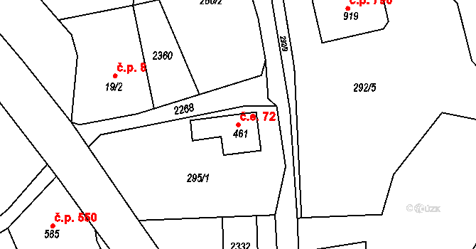 Bublava 72 na parcele st. 461 v KÚ Bublava, Katastrální mapa