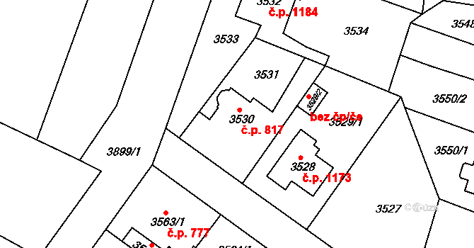 Modřany 817, Praha na parcele st. 3530 v KÚ Modřany, Katastrální mapa