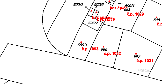 Holešovice 1093, Praha na parcele st. 595/1 v KÚ Holešovice, Katastrální mapa