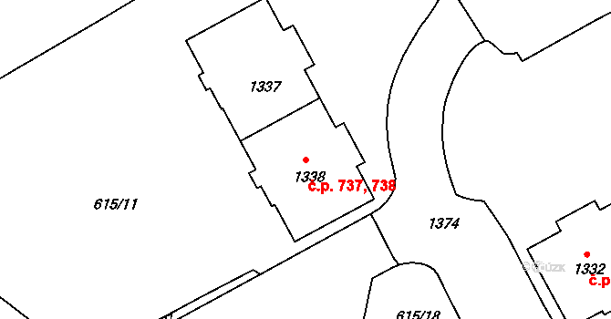 Prosek 737,738, Praha na parcele st. 1337 v KÚ Prosek, Katastrální mapa