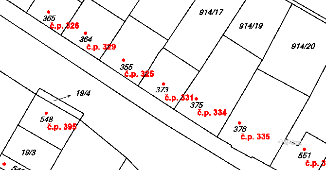 Krumvíř 331 na parcele st. 373 v KÚ Krumvíř, Katastrální mapa