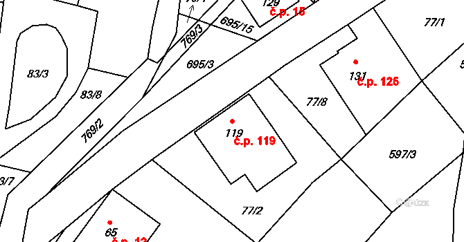 Dolní Vítkov 119, Chrastava na parcele st. 119 v KÚ Dolní Vítkov, Katastrální mapa