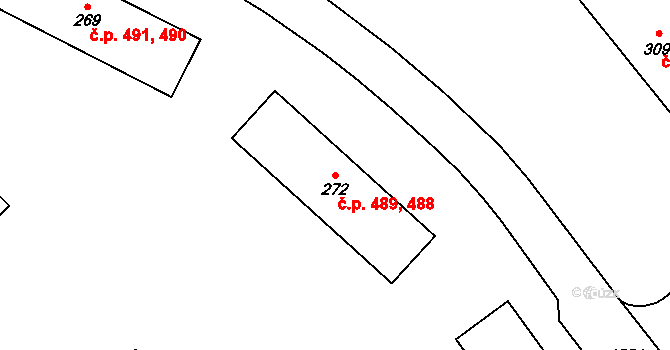 Zbýšov 488,489 na parcele st. 272 v KÚ Zbýšov u Oslavan, Katastrální mapa