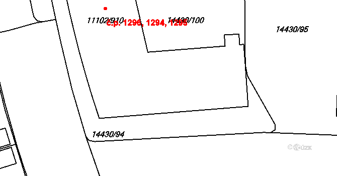 Severní Předměstí 1294,1295,1296, Plzeň na parcele st. 11102/910 v KÚ Plzeň, Katastrální mapa