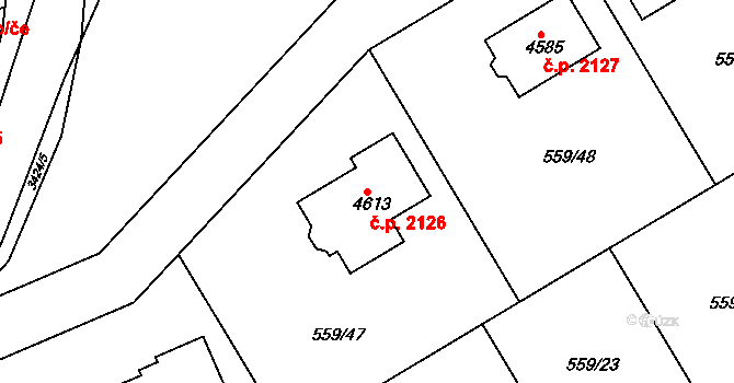 Česká Třebová 2126 na parcele st. 4613 v KÚ Česká Třebová, Katastrální mapa