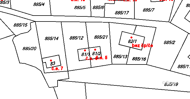 Kotvina 5, Okounov na parcele st. 81/2 v KÚ Kotvina, Katastrální mapa