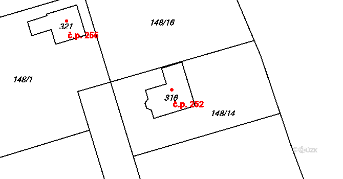Horní Libchavy 252, Libchavy na parcele st. 316 v KÚ Horní Libchavy, Katastrální mapa
