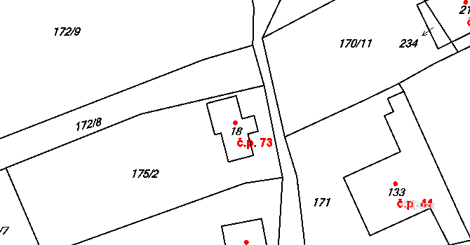 Děčín XIV-Dolní Žleb 73, Děčín na parcele st. 18 v KÚ Dolní Žleb, Katastrální mapa